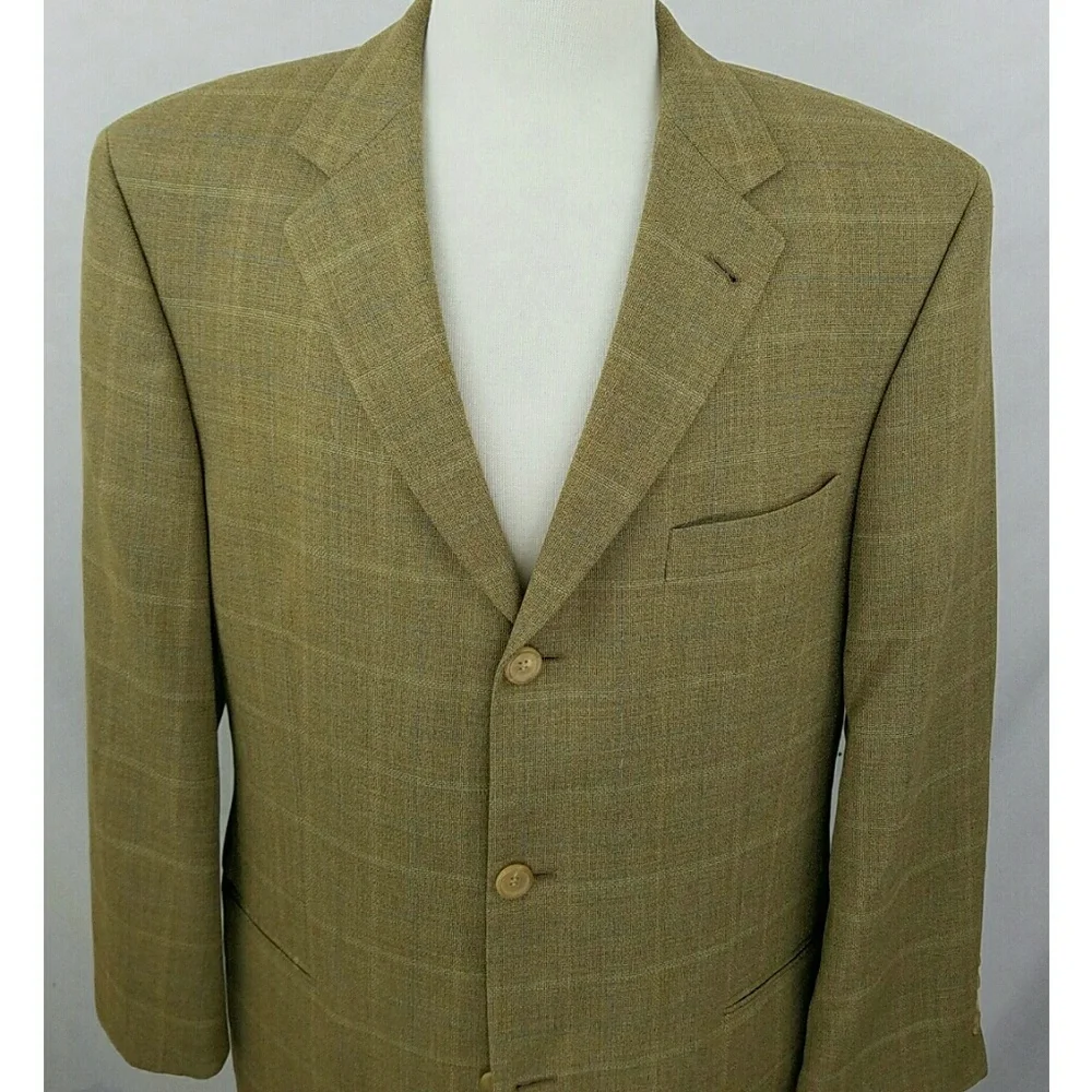 Hugo Boss Olive Green Windowpane Sport Coat - Picture 2 of 8